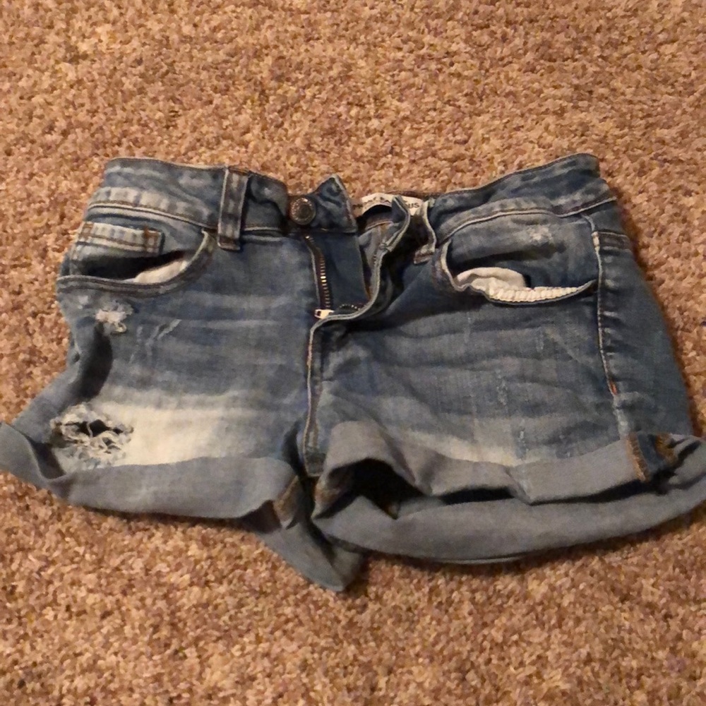ombre mid rise jean shorts
